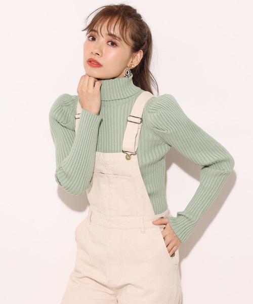 one after another NICE CLAUP（ワンアフターアナザーナイスクラップ）の「パワショルリブハイネックニット（ニット/セーター・レディース・アイボリー/オフホワイト/ベージュ/ミント・FREE）」の6枚目の写真