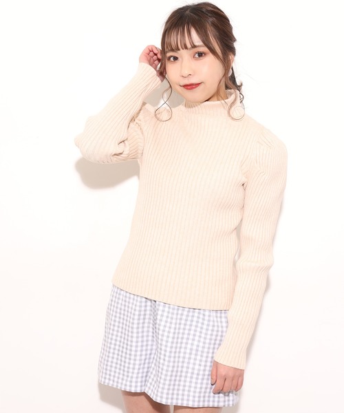 one after another NICE CLAUP（ワンアフターアナザーナイスクラップ）の「パワショルリブハイネックニット（ニット/セーター・レディース・アイボリー/オフホワイト/ベージュ/ミント・FREE）」の18枚目の写真