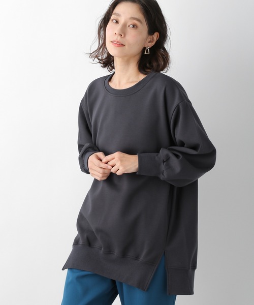 LEPSIM（レプシィム）の「スリットキレイ見えプルオーバー　928765（スウェット・レディース・チャコールグレー/ミント/オレンジ/グレイッシュベージュ・FREE）」の2枚目の写真