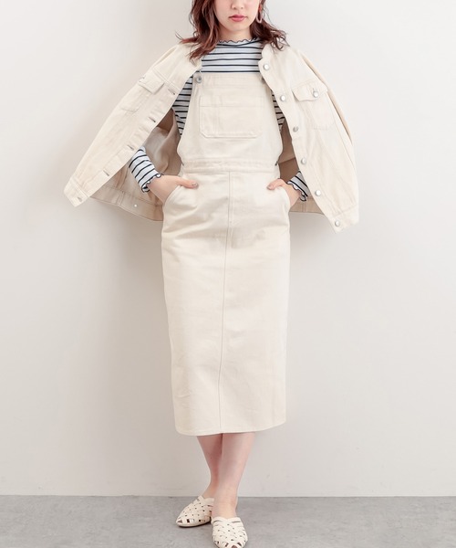 natural couture(ナチュラルクチュール)の「大人ジャンバースカート(ジャンパースカート)」|アイボリー