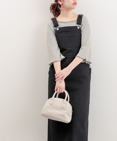 natural couture(ナチュラルクチュール)の「大人ジャンバースカート(ジャンパースカート)」|ブラック