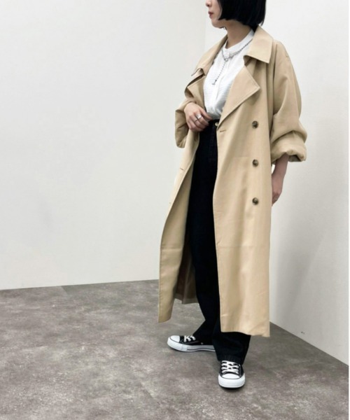 apres jour mignon（アプレジュールミニョン）の「ロングトレンチコート【ZOZOTOWN限定アイテム】（トレンチコート・レディース・ライトベージュ/ベージュ・フリー/X-LARGE）」の3枚目の写真