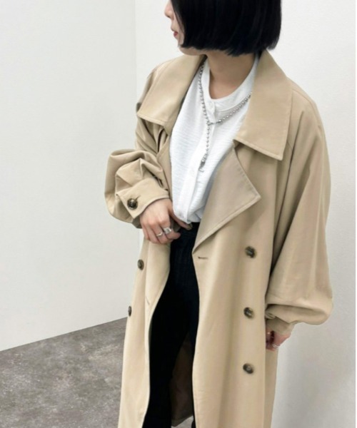 apres jour mignon（アプレジュールミニョン）の「ロングトレンチコート【ZOZOTOWN限定アイテム】（トレンチコート・レディース・ライトベージュ/ベージュ・フリー/X-LARGE）」の6枚目の写真