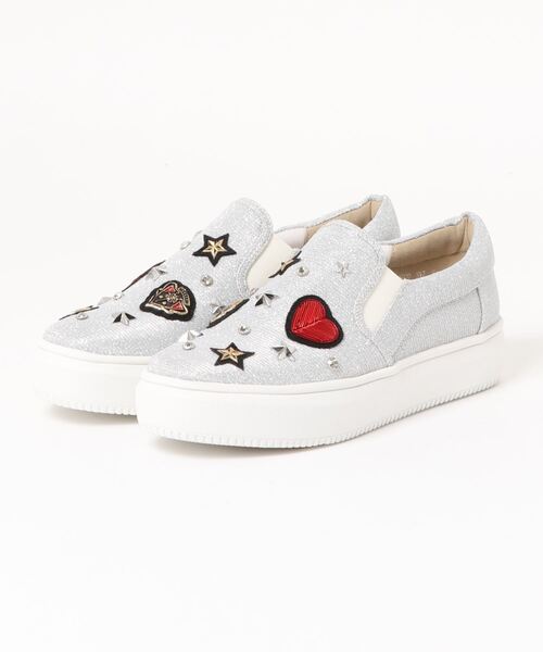 Bridget Birkin（ブリジットバーキン）の「ワッペンスリッポンスニーカー(55020R)（スリッポン・レディース・ブラック/シルバー/ゴールド・S/M/LL/L）」の2枚目の写真