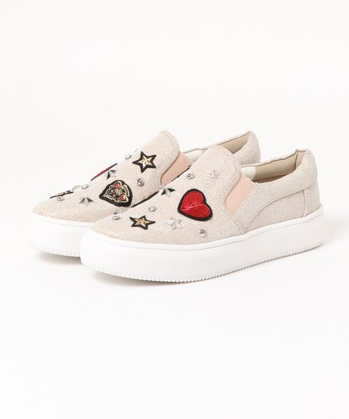 Bridget Birkin（ブリジットバーキン）の「ワッペンスリッポンスニーカー(55020R)（スリッポン・レディース・ブラック/シルバー/ゴールド・S/M/LL/L）」の3枚目の写真