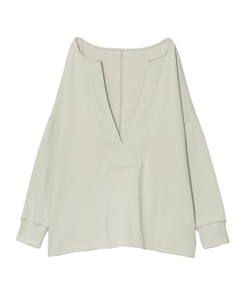 Re:EDIT（リエディ）の「深Vネック裏毛スウェットプルオーバー（スウェット・レディース・アイボリー/ベージュ/スミクロ/ライトカーキ/ホワイト系その他/グリーン系その他/ブラック系その他・MEDIUM/LARGE）」の6枚目の写真