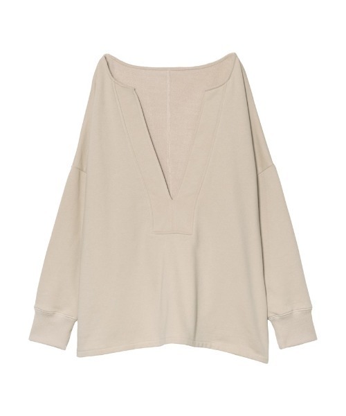 Re:EDIT（リエディ）の「深Vネック裏毛スウェットプルオーバー（スウェット・レディース・アイボリー/ベージュ/スミクロ/ライトカーキ/ホワイト系その他/グリーン系その他/ブラック系その他・MEDIUM/LARGE）」の5枚目の写真