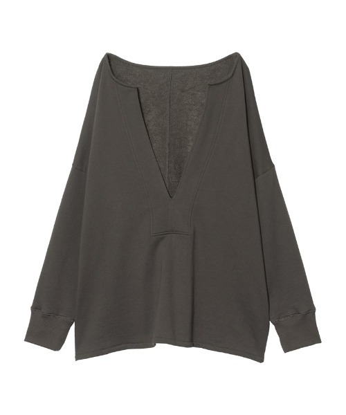 Re:EDIT（リエディ）の「深Vネック裏毛スウェットプルオーバー（スウェット・レディース・アイボリー/ベージュ/スミクロ/ライトカーキ/ホワイト系その他/グリーン系その他/ブラック系その他・MEDIUM/LARGE）」の4枚目の写真