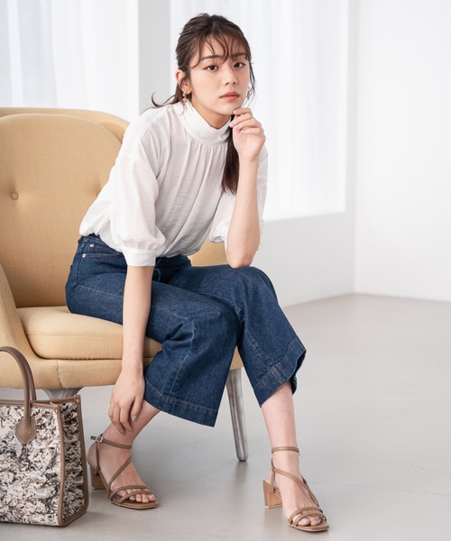 Andemiu（アンデミュウ）の「ヴィンテージサテンブラウス936769（シャツ/ブラウス・レディース・オフホワイト/イエロー/ライトグリーン・FREE）」の9枚目の写真