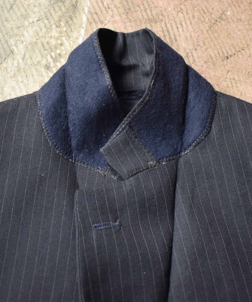 VINTAGE（ヴィンテージ）の「【ヴィンテージ古着】ストライプ柄 テーラードジャケット（テーラードジャケット・メンズ・ネイビー・LARGE）」の3枚目の写真
