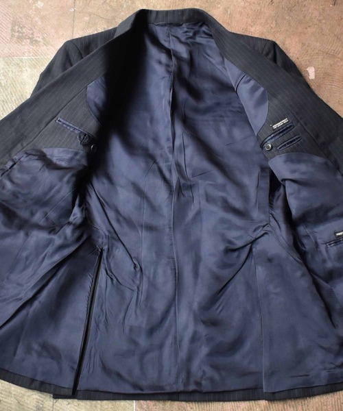 VINTAGE（ヴィンテージ）の「【ヴィンテージ古着】ストライプ柄 テーラードジャケット（テーラードジャケット・メンズ・ネイビー・LARGE）」の4枚目の写真
