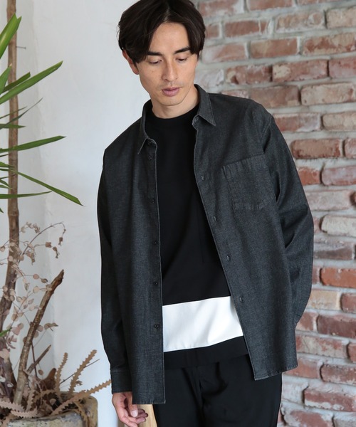 UNION STATION(ユニオンステーション)の「4.5ozストレッチデニムシャツ(シャツ/ブラウス・メンズ・ブルー/ブラック・L/LL/M/S)」の2枚目の写真