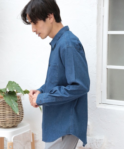 UNION STATION(ユニオンステーション)の「4.5ozストレッチデニムシャツ(シャツ/ブラウス・メンズ・ブルー/ブラック・L/LL/M/S)」の13枚目の写真