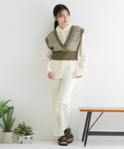 Mysa&Liina（ミーサリーナ）の「カシュクールメランジビスチェ（ベスト・レディース・カーキ/ブルー/ベージュ/キャメル・M）」の5枚目の写真