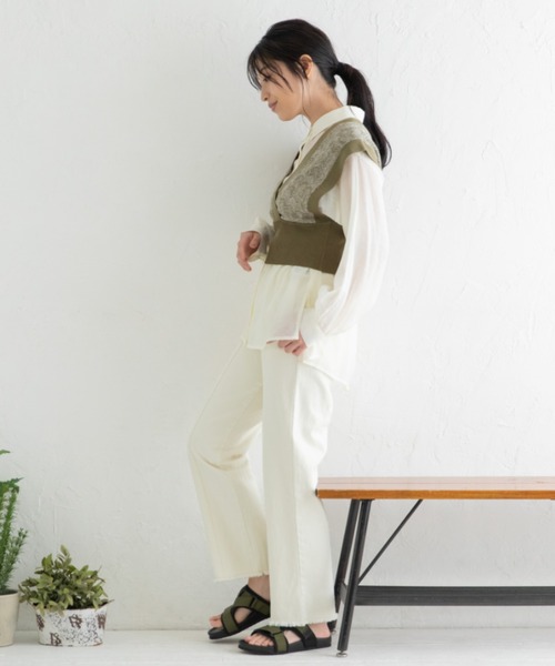 Mysa&Liina（ミーサリーナ）の「カシュクールメランジビスチェ（ベスト・レディース・カーキ/ブルー/ベージュ/キャメル・M）」の6枚目の写真