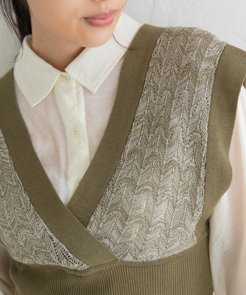 Mysa&Liina（ミーサリーナ）の「カシュクールメランジビスチェ（ベスト・レディース・カーキ/ブルー/ベージュ/キャメル・M）」の9枚目の写真