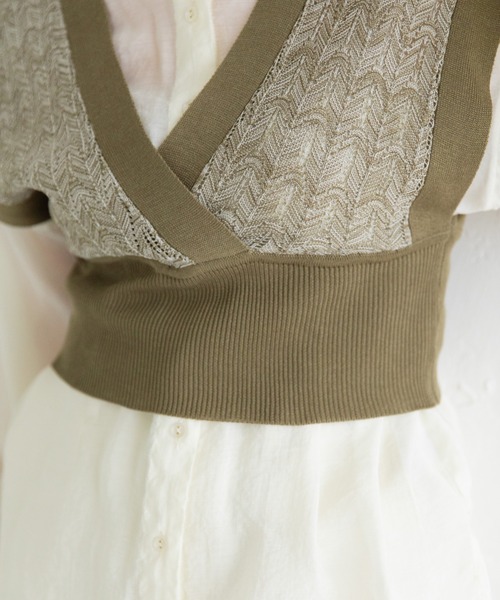 Mysa&Liina（ミーサリーナ）の「カシュクールメランジビスチェ（ベスト・レディース・カーキ/ブルー/ベージュ/キャメル・M）」の10枚目の写真