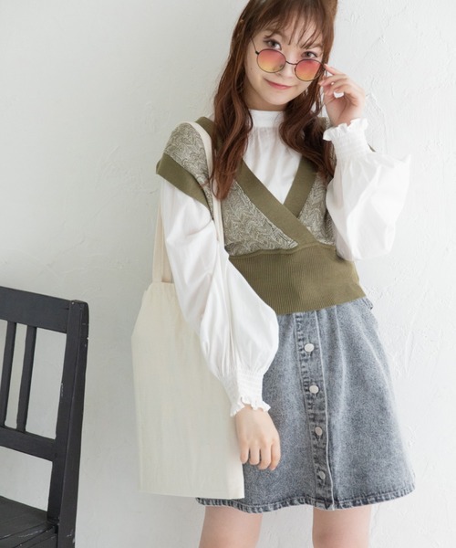 Mysa&Liina（ミーサリーナ）の「カシュクールメランジビスチェ（ベスト・レディース・カーキ/ブルー/ベージュ/キャメル・M）」の12枚目の写真