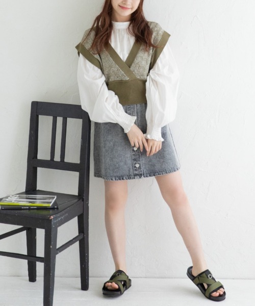 Mysa&Liina（ミーサリーナ）の「カシュクールメランジビスチェ（ベスト・レディース・カーキ/ブルー/ベージュ/キャメル・M）」の13枚目の写真