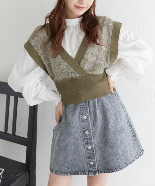 Mysa&Liina（ミーサリーナ）の「カシュクールメランジビスチェ（ベスト・レディース・カーキ/ブルー/ベージュ/キャメル・M）」の16枚目の写真