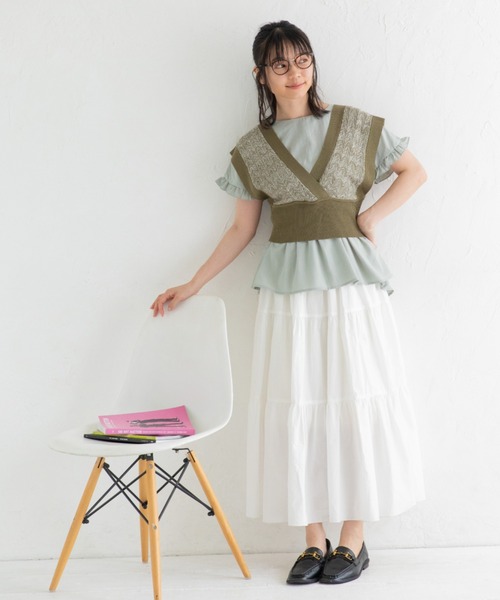 Mysa&Liina（ミーサリーナ）の「カシュクールメランジビスチェ（ベスト・レディース・カーキ/ブルー/ベージュ/キャメル・M）」の18枚目の写真