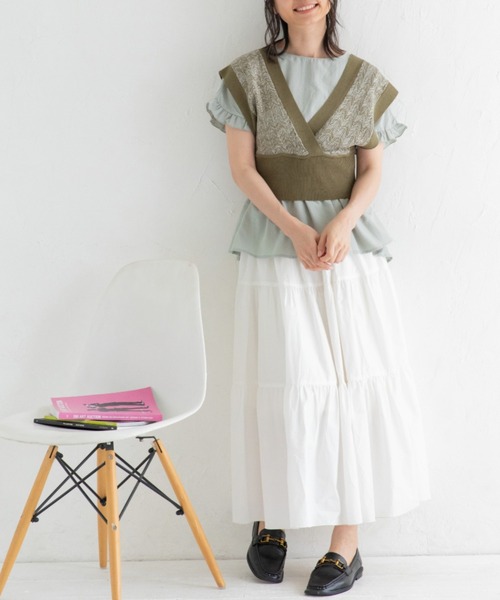 Mysa&Liina（ミーサリーナ）の「カシュクールメランジビスチェ（ベスト・レディース・カーキ/ブルー/ベージュ/キャメル・M）」の19枚目の写真