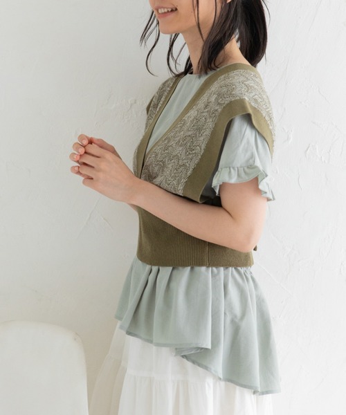 Mysa&Liina（ミーサリーナ）の「カシュクールメランジビスチェ（ベスト・レディース・カーキ/ブルー/ベージュ/キャメル・M）」の20枚目の写真