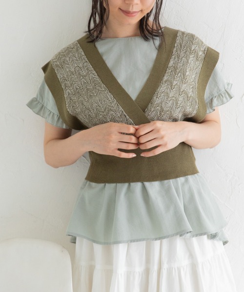 Mysa&Liina（ミーサリーナ）の「カシュクールメランジビスチェ（ベスト・レディース・カーキ/ブルー/ベージュ/キャメル・M）」の21枚目の写真