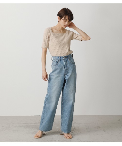 AZUL by moussy(アズールバイマウジー)の「2WAY WIDE RIB TOPS/2WAYワイドリブトップス(Tシャツ/カットソー・レディース・オフホワイト/ベージュ/グリーン/ブラック・MEDIUM/SMALL)」の7枚目の写真