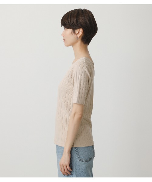 AZUL by moussy(アズールバイマウジー)の「2WAY WIDE RIB TOPS/2WAYワイドリブトップス(Tシャツ/カットソー・レディース・オフホワイト/ベージュ/グリーン/ブラック・MEDIUM/SMALL)」の9枚目の写真