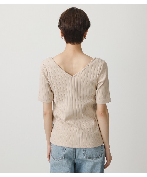 AZUL by moussy(アズールバイマウジー)の「2WAY WIDE RIB TOPS/2WAYワイドリブトップス(Tシャツ/カットソー・レディース・オフホワイト/ベージュ/グリーン/ブラック・MEDIUM/SMALL)」の10枚目の写真