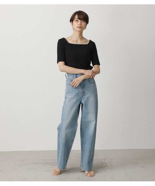 AZUL by moussy(アズールバイマウジー)の「2WAY WIDE RIB TOPS/2WAYワイドリブトップス(Tシャツ/カットソー・レディース・オフホワイト/ベージュ/グリーン/ブラック・MEDIUM/SMALL)」の17枚目の写真