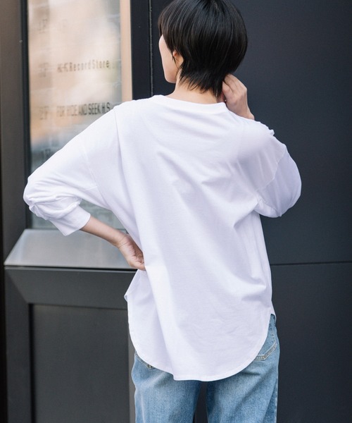 Munich（ミューニック）の「プレミアムコットン　パフスリーブトップス（Tシャツ/カットソー・レディース・ダークグレー/ライトベージュ/キャメル/レッド/ブラック/ホワイト・FREE）」の7枚目の写真