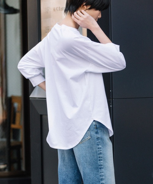 Munich（ミューニック）の「プレミアムコットン　パフスリーブトップス（Tシャツ/カットソー・レディース・ダークグレー/ライトベージュ/キャメル/レッド/ブラック/ホワイト・FREE）」の8枚目の写真