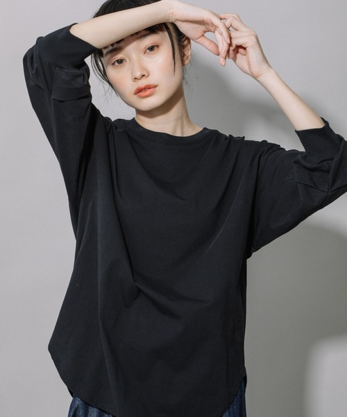 Munich（ミューニック）の「プレミアムコットン　パフスリーブトップス（Tシャツ/カットソー・レディース・ダークグレー/ライトベージュ/キャメル/レッド/ブラック/ホワイト・FREE）」の16枚目の写真