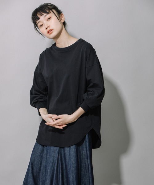 Munich（ミューニック）の「プレミアムコットン　パフスリーブトップス（Tシャツ/カットソー・レディース・ダークグレー/ライトベージュ/キャメル/レッド/ブラック/ホワイト・FREE）」の15枚目の写真