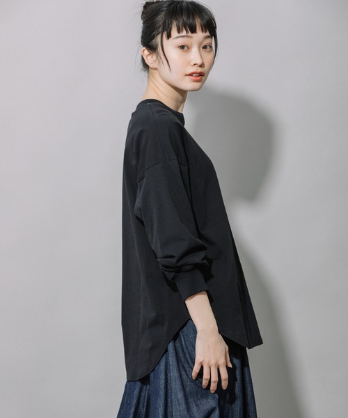 Munich（ミューニック）の「プレミアムコットン　パフスリーブトップス（Tシャツ/カットソー・レディース・ダークグレー/ライトベージュ/キャメル/レッド/ブラック/ホワイト・FREE）」の14枚目の写真