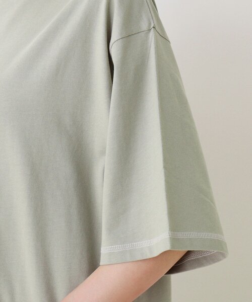 SHOO・LA・RUE（シューラルー）の「◆USAコットン配色ステッチラウンドヘムTシャツ（Tシャツ/カットソー・レディース・ナチュラル/ライトグリーン/チャコールグレー/ライトオレンジ系・03/02/04）」の9枚目の写真