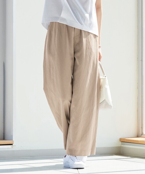 J.PRESS Ladies(J.プレス レディス)の「【洗える】コットン 麻フィブリルツイル ワイドパンツ(その他パンツ・レディース・ベージュ系/カーキ系/ネイビー系・S/XS/XXS)」の2枚目の写真