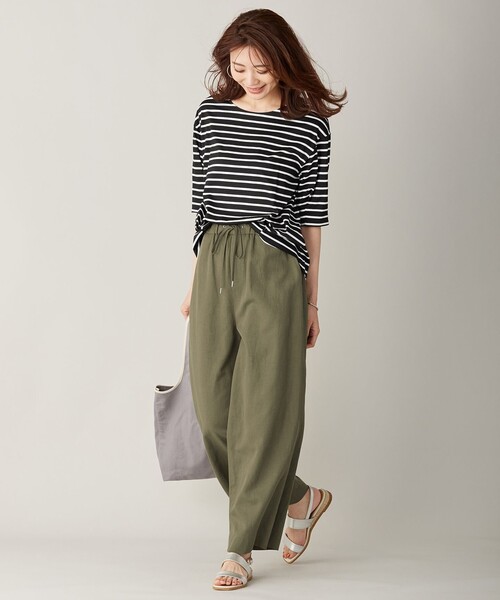 J.PRESS Ladies(J.プレス レディス)の「【洗える】コットン 麻フィブリルツイル ワイドパンツ(その他パンツ・レディース・ベージュ系/カーキ系/ネイビー系・S/XS/XXS)」の9枚目の写真