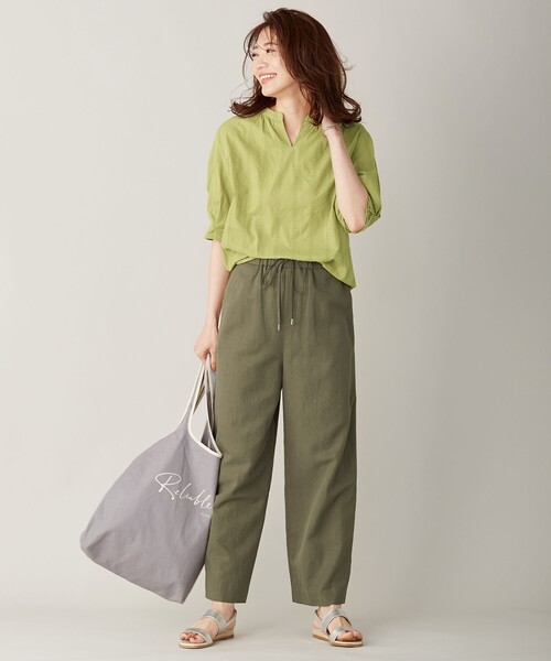 J.PRESS Ladies(J.プレス レディス)の「【洗える】コットン 麻フィブリルツイル ワイドパンツ(その他パンツ・レディース・ベージュ系/カーキ系/ネイビー系・S/XS/XXS)」の10枚目の写真