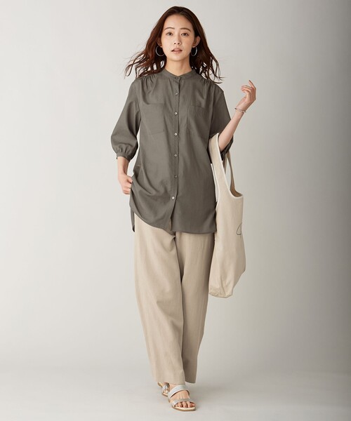 J.PRESS Ladies(J.プレス レディス)の「【洗える】コットン 麻フィブリルツイル ワイドパンツ(その他パンツ・レディース・ベージュ系/カーキ系/ネイビー系・S/XS/XXS)」の18枚目の写真
