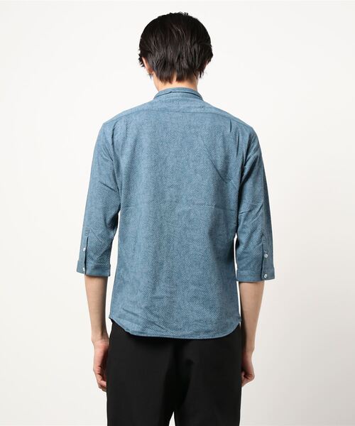 MONSIEUR NICOLE（ムッシュニコル）の「バスケットドビージャカードジャージ７分袖シャツ（シャツ/ブラウス・メンズ・ホワイト/ネイビー/グレイッシュブルー・MEDIUM/LARGE/X-LARGE）」の16枚目の写真