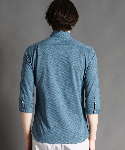 MONSIEUR NICOLE（ムッシュニコル）の「バスケットドビージャカードジャージ７分袖シャツ（シャツ/ブラウス・メンズ・ホワイト/ネイビー/グレイッシュブルー・MEDIUM/LARGE/X-LARGE）」の9枚目の写真