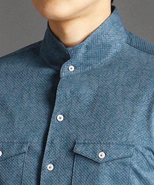 MONSIEUR NICOLE（ムッシュニコル）の「バスケットドビージャカードジャージ７分袖シャツ（シャツ/ブラウス・メンズ・ホワイト/ネイビー/グレイッシュブルー・MEDIUM/LARGE/X-LARGE）」の11枚目の写真