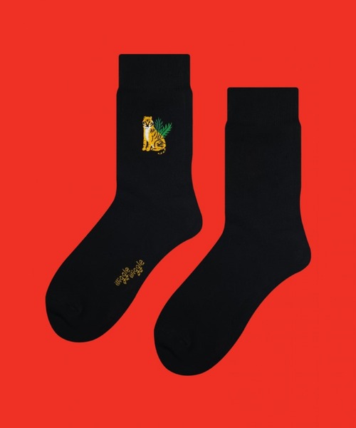 WIGGLE WIGGLE(ウィグルウィグル)の「WIGGLE WIGGLE/刺繍SOCKS タイガー 2951353(ソックス/靴下・レディース・ブラック・0)」の1枚目の写真
