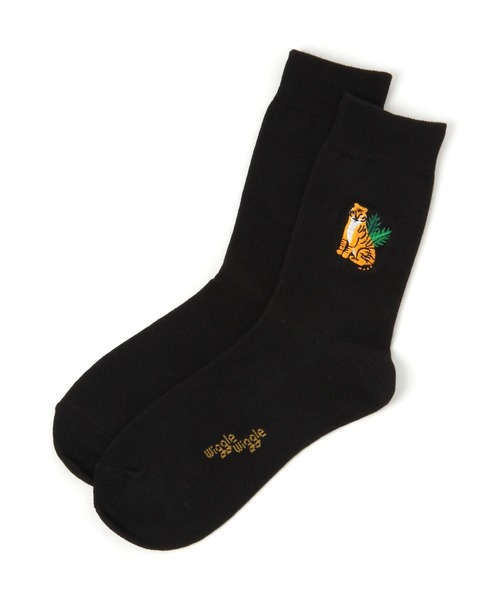 WIGGLE WIGGLE(ウィグルウィグル)の「WIGGLE WIGGLE/刺繍SOCKS タイガー 2951353(ソックス/靴下・レディース・ブラック・0)」の4枚目の写真