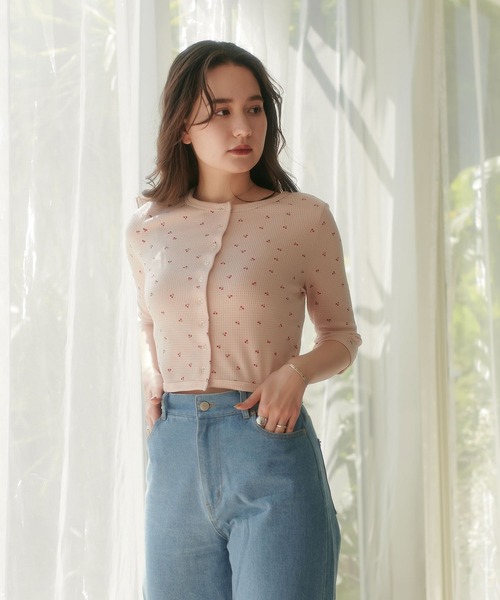 「TINA：JOJUN」 ボレロ M ピンク レディース TINA：JOJUN カーディガン レースアップ ボレロ レディース