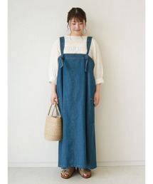 綿麻デニムジャンパースカート
