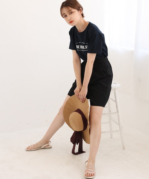 one after another NICE CLAUP(ワンアフターアナザーナイスクラップ)の「ベーシックハーフパンツ(その他パンツ・レディース・アイボリー/ブラック・FREE)」の4枚目の写真